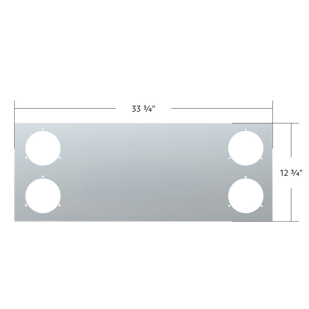 Stainless Steel 33-3/4" Rear Center Panel with Four 4" Light Cutouts