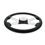18" Black 4 Spoke Poly Rim Steering Wheel with Horn, Bezel
