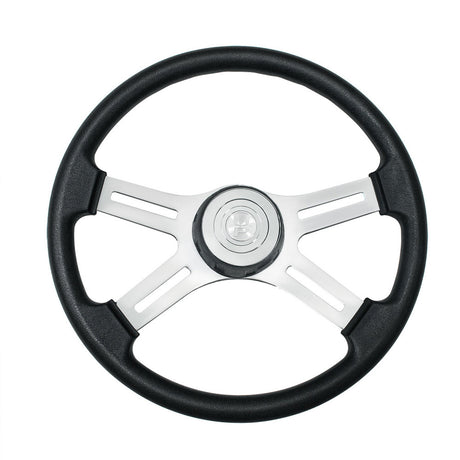 18" Black 4 spoke poly rim steering wheel with horn, bezel