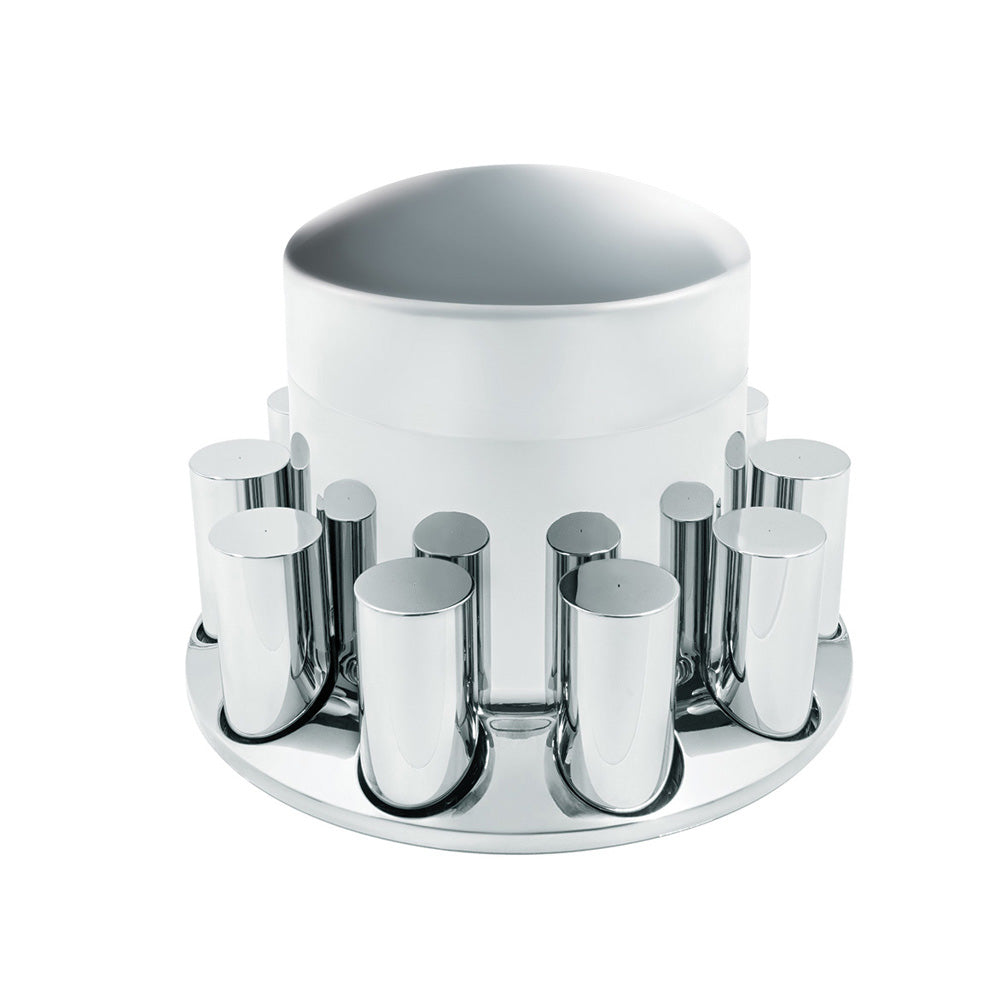 Chrome Extra Tall Rear Axle Cover with 33mm Thread On Tall Nut Covers Kit