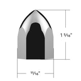 11/16" x 1-5/16" Chrome Bullet Push-On Nut Covers - 10 Pk