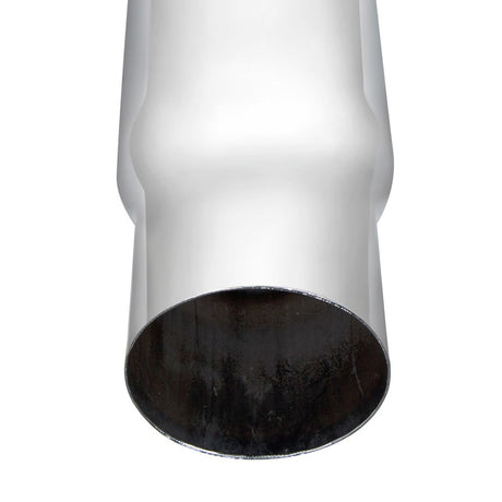 8"-5"D X 48"L chrome mitered top stack plain end, close-up