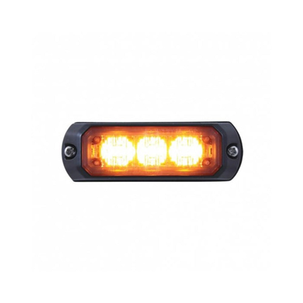 4" Amber 3 LED Mini Warning Light with Clear Lens