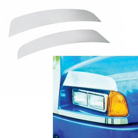 Kenworth T600 stainless above the headlight fender guards for semi trucks