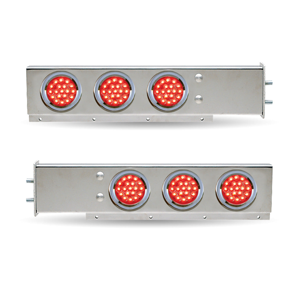 30" Stainless Steel Mud Flap Hanger with Red/Red 4" LEDS