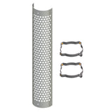 48" Stainless Heatshield with Circle Cutouts, Two Clamps