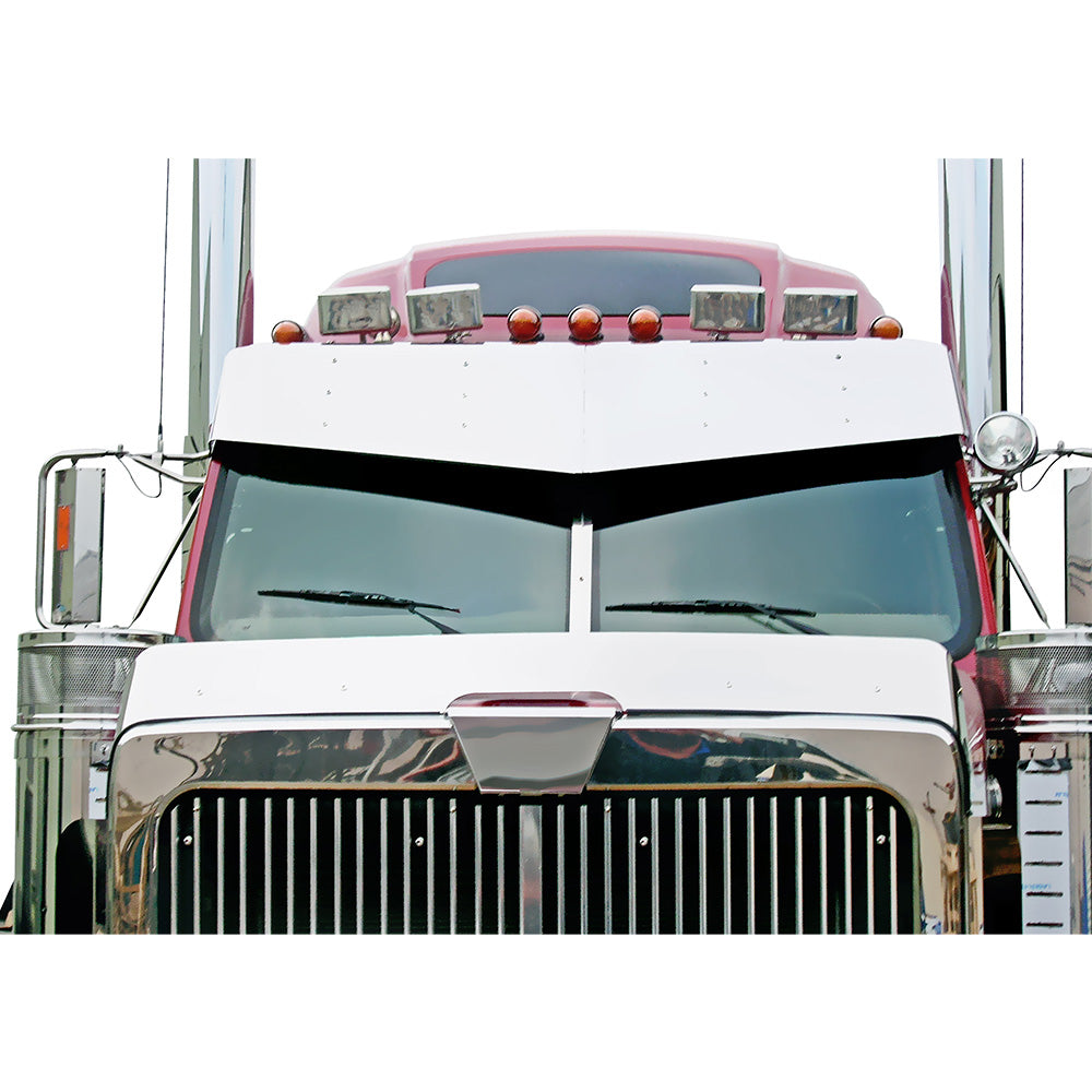 14" x 16" Stainless Steel V-Style Visor for 1997 - 2011 Western Star 4900 Stratosphere