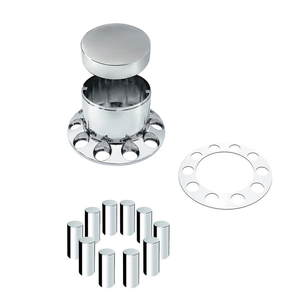 Chrome Extra Tall Flat Top Rear Axle Cover Kit