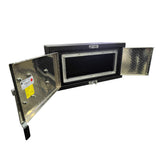 36" x 18" x 18" Textured Black Powder Coat Tool Box with Diamond Plate Doors