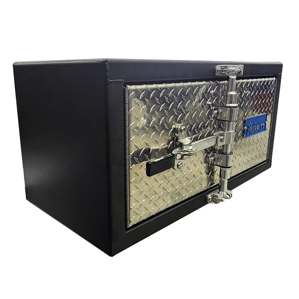 36" x 18" x 18" Textured Black Powder Coat Tool Box with Diamond Plate Doors