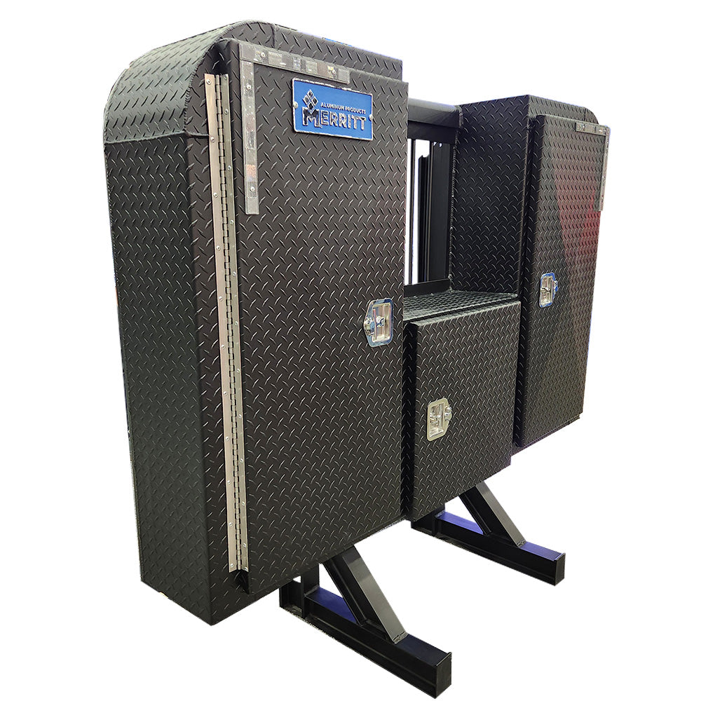 68"H x 80"L Textured Black Powder Coat Aluminum Diamond Plate Cab Rack