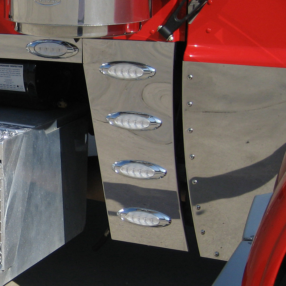 SS Peterbilt 388, 389 2007+ (123" BBC) 3" Cowl Panels with Four P1 LED Lights