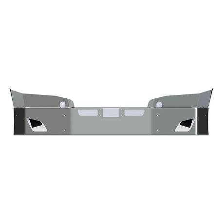 14" FL Cascadia chrome bumper with fogs, tow, vents and radar, close-up