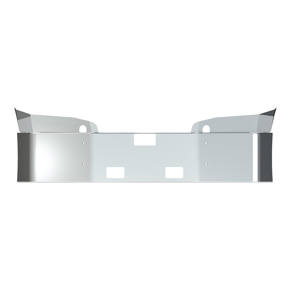 FL Cascadia 18" Set Back Chrome Bumper with Fog, Tow, and Radar Cut Outs