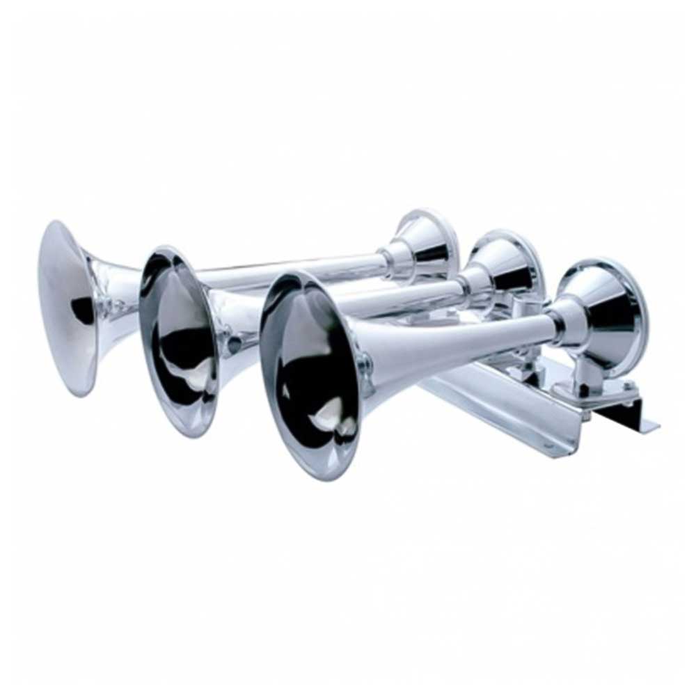 3 Trumpets Right Horizontal Chrome Train Horn