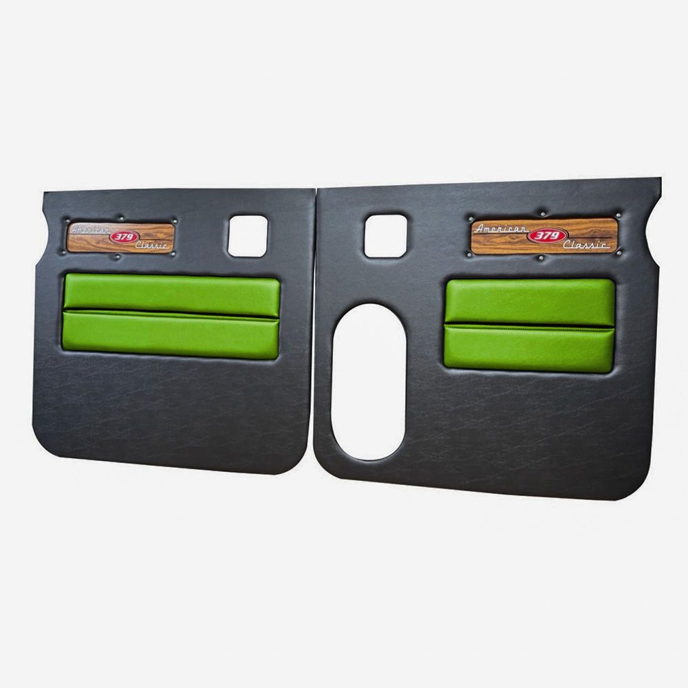 Peterbilt 379 American Classic Black Door Panel with Laminated Wood Logo