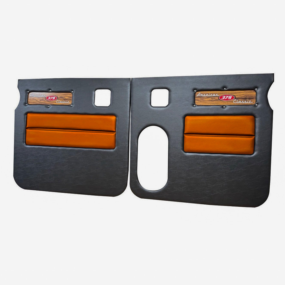Peterbilt 379 American Classic Black Door Panel with Laminated Wood Logo