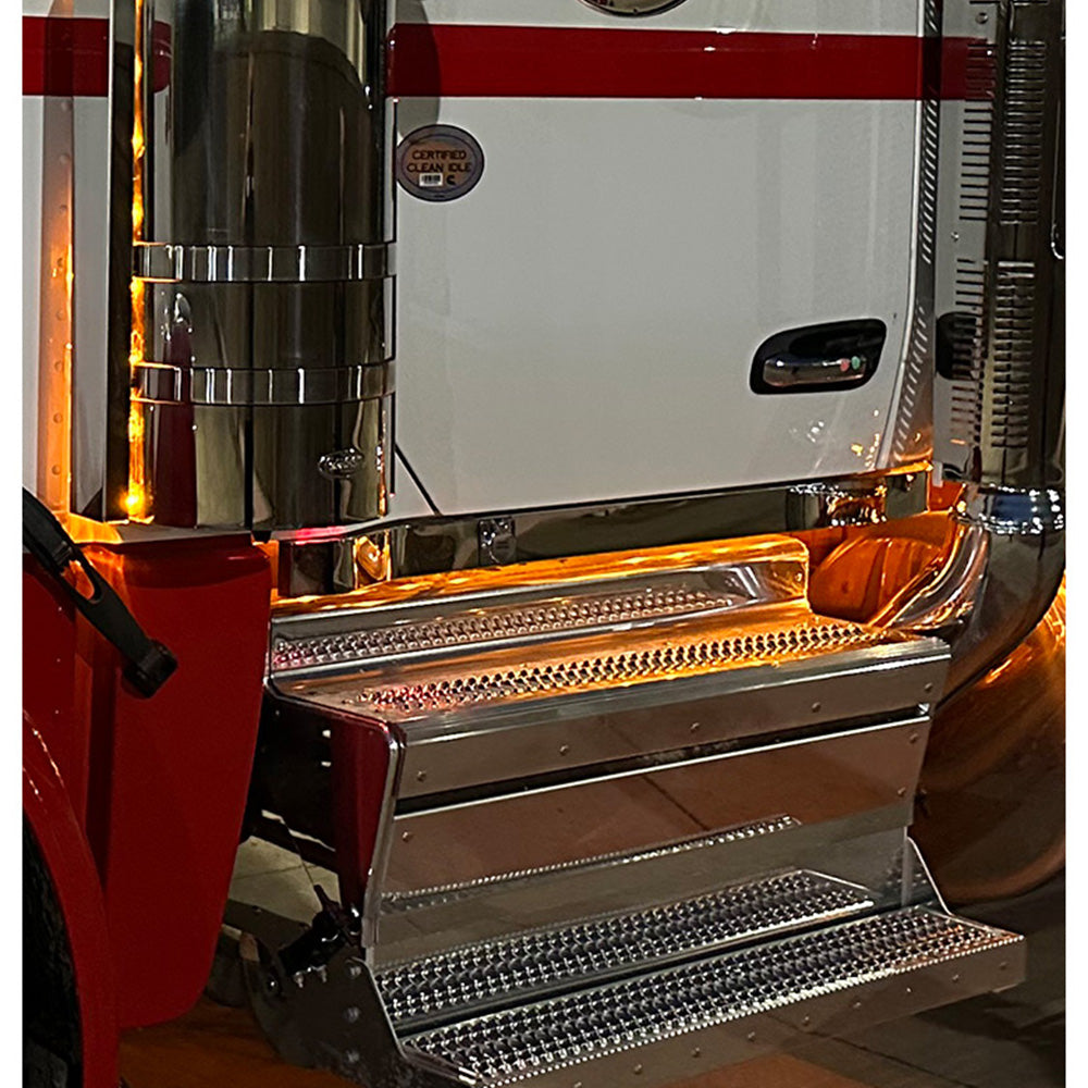 Peterbilt 589 FX Down Glow Cab Panels with 3/4" Amber Button Lights - Single Block Plug