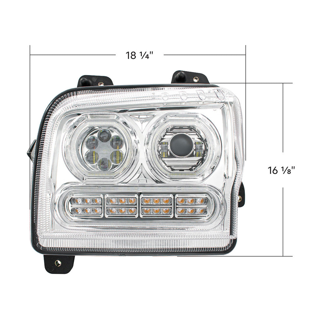 Kenworth W990 Chrome High Power LED Turn, LED Halo Light Headlight