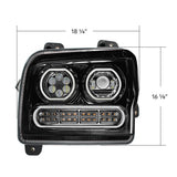Kenworth W990 Black High Power LED Turn, LED Halo Light Headlight