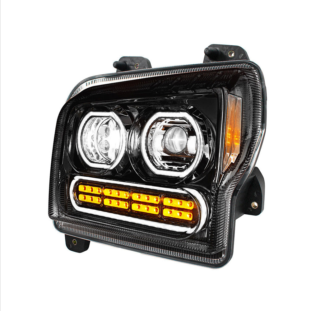 Kenworth W990 Black High Power LED Turn, LED Halo Light Headlight