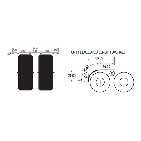 57" Spray master Classic stainless steel ribbed half fenders, close-up