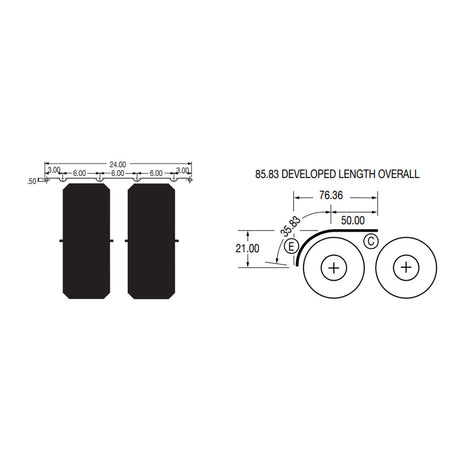 77" Stainless steel ribbed half fenders, close-up