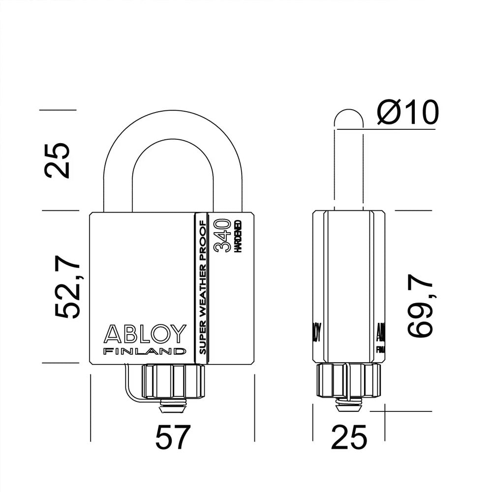 Abloy 10MM Weather Proof Pad Lock