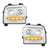 Kenworth W990 Chrome High Power LED Turn, LED Halo Light Headlight