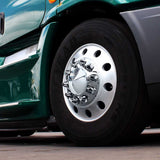 Front and rear axle pointed cover kit, 33mm thread-on nut covers, close-up