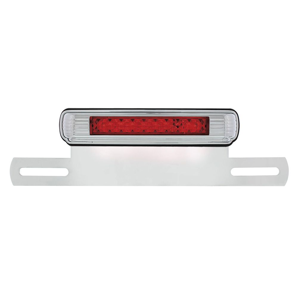 Chrome Die-Cast License Plate LED Light & Bracket with 3rd LED Light