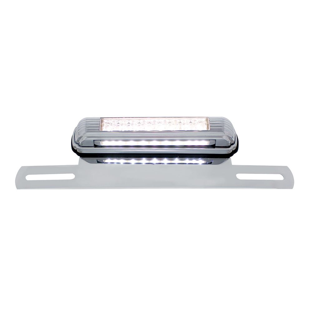 Chrome Die-Cast License Plate LED Light & Bracket with 3rd LED Light
