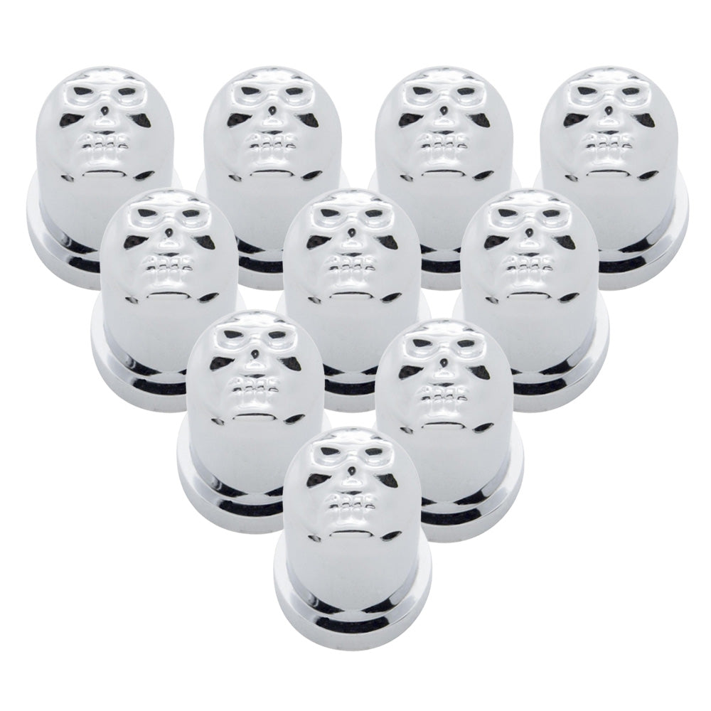 1/2" x 1" Chrome Skull Nut Cover, Push On - 10PK