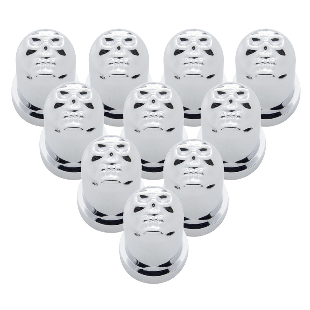 3/4" x 1-1/2" Chrome Skull Nut Cover, Push On - 10 PK