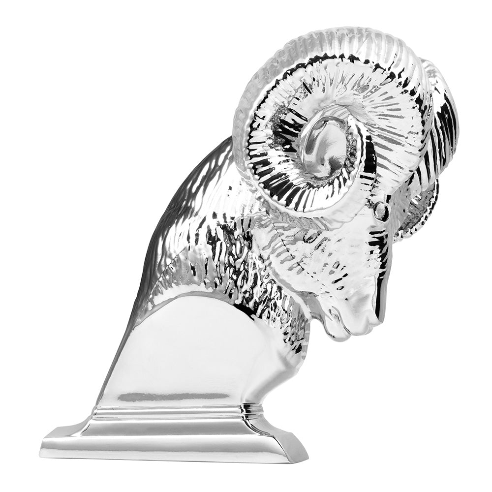 Chrome Large Ram Head Hood Ornament