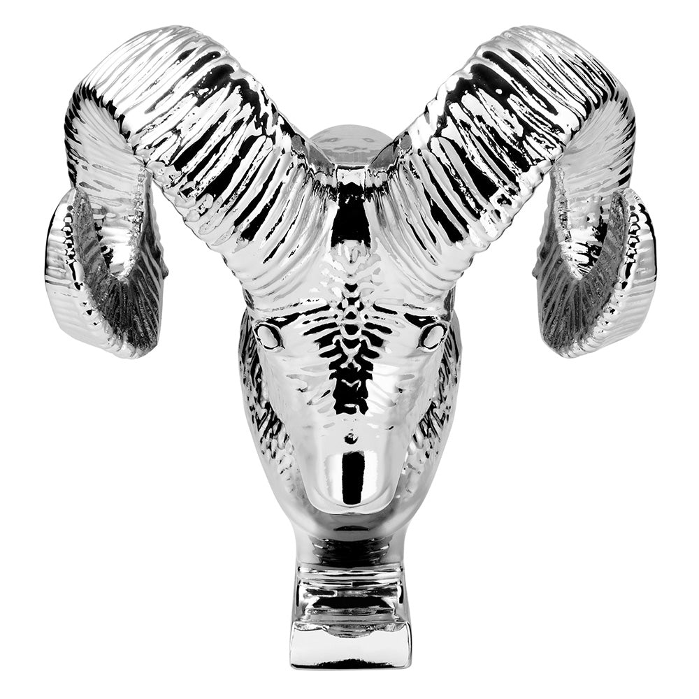 Chrome Large Ram Head Hood Ornament