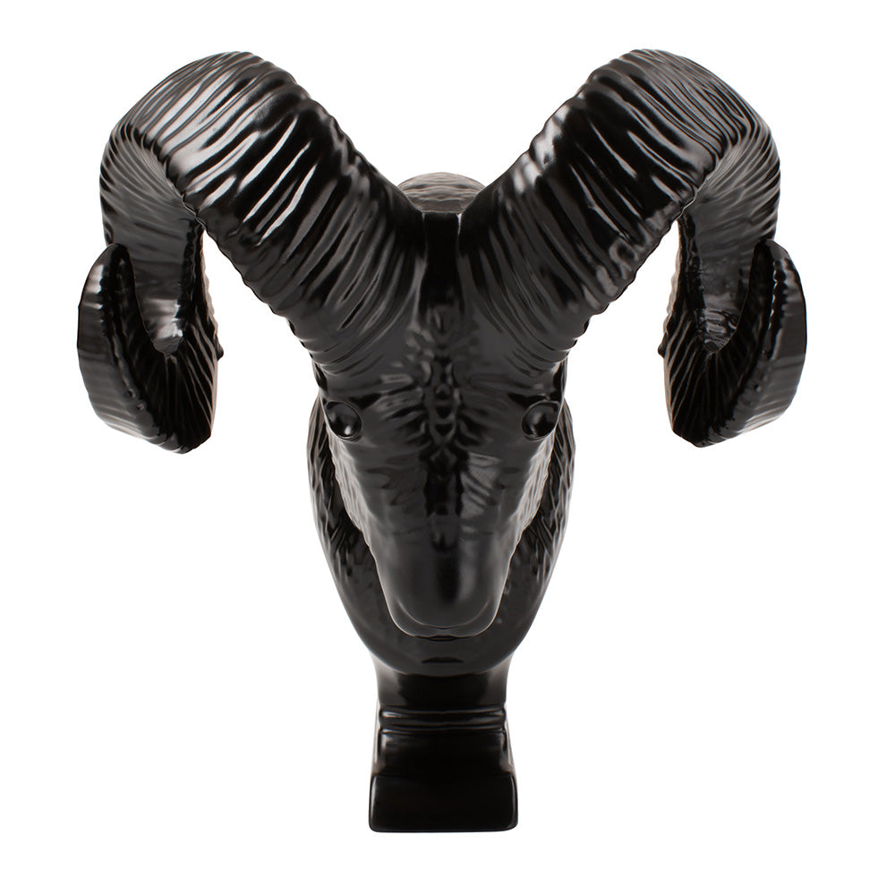 Matte Black Large Ram Head Hood Ornament