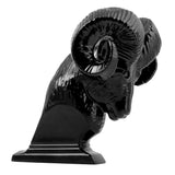 Matte Black Large Ram Head Hood Ornament