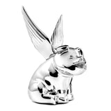Chrome Smiling Pig with Wings Hood Ornament