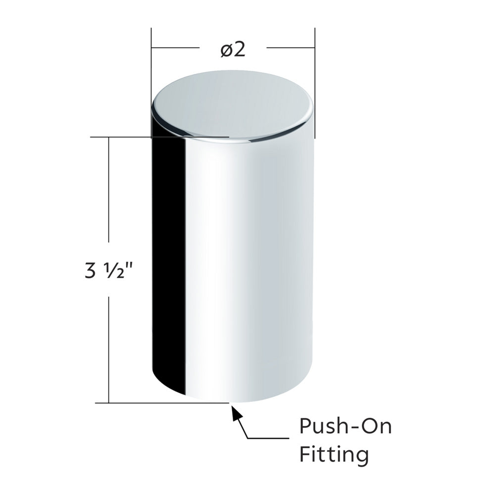 33mm x 3-1/2" Chrome Plastic Cylinder Nut Covers - Push-On