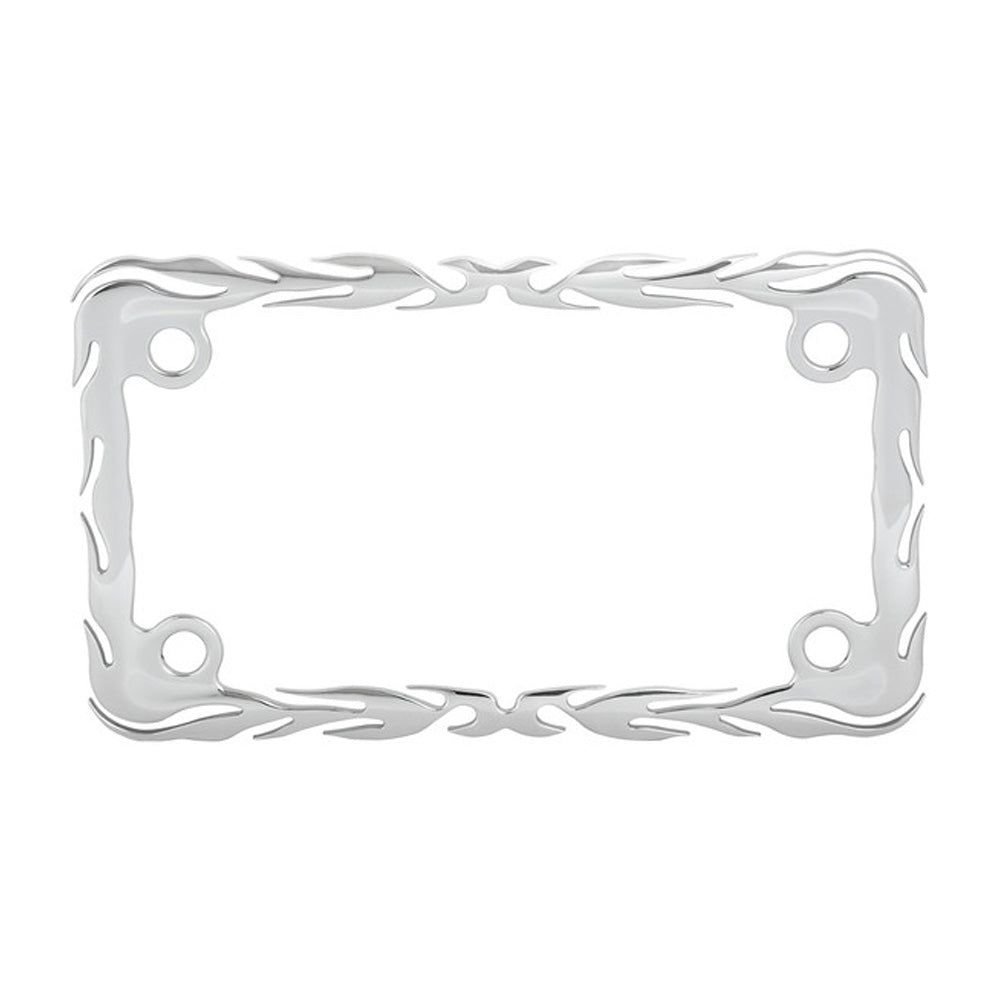 Chrome Flame Motorcycle License Plate Holder