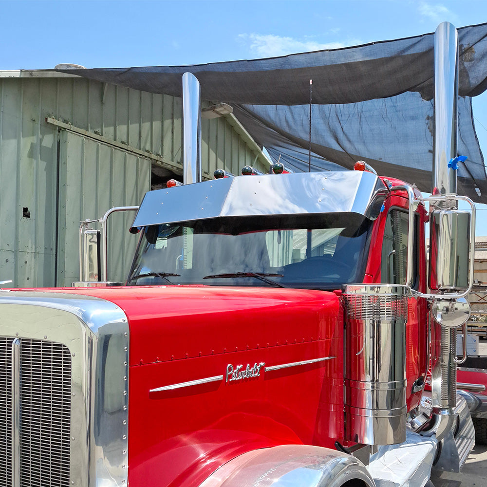 14" Stainless Steel DayCab Drop Visor for Peterbilt 589