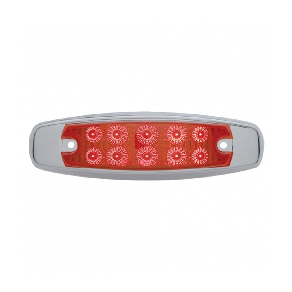 6" Red 10 LED Reflector Rectangular Light with Stainless Bezel