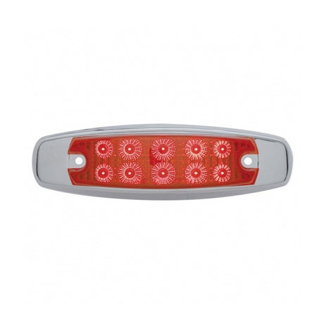 6" Red 10 LED reflector rectangular light with stainless bezel