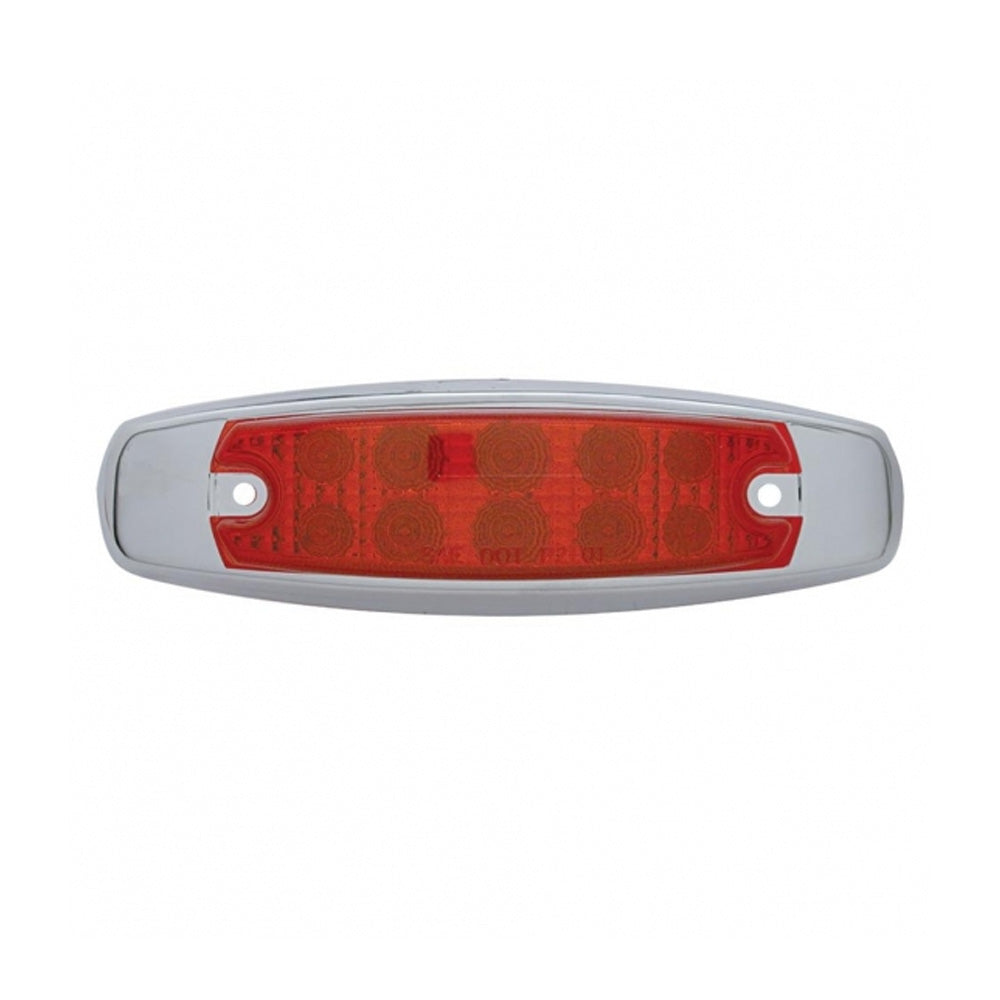 6" Red 10 LED Reflector Rectangular Light with Stainless Bezel