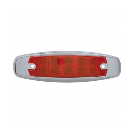 6" Red 10 LED reflector rectangular light with stainless bezel, close-up