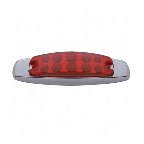 Close-up of 6" Red 10 LED reflector rectangular light with stainless bezel