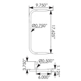 Peterbilt 357, 375, 377, 378, 379 Stainless Door Mount Mirror Bracket