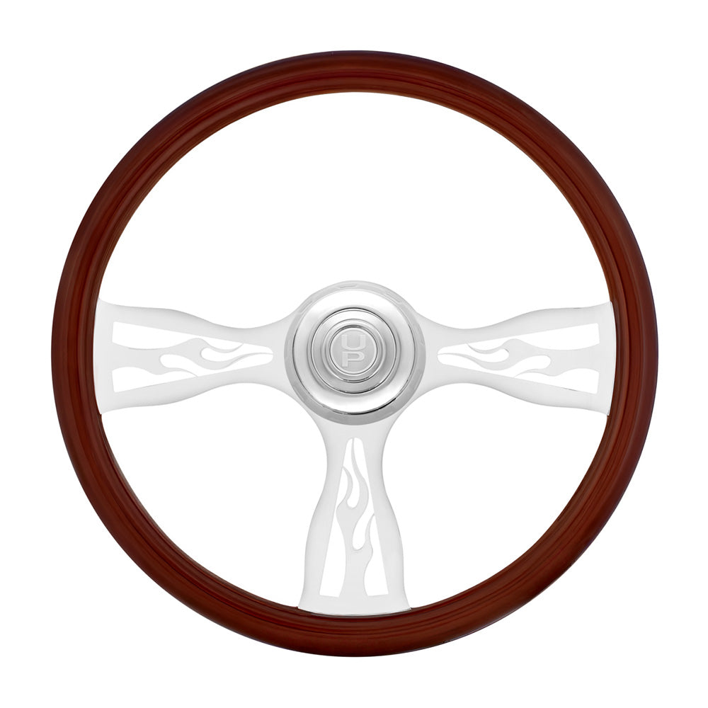 18" Chrome Flame Steering Wheel with Horn Bezel & Button