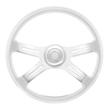 18" Painted Wood 4 Spoke Steering Wheel w/ Chrome Horn Bezel, Button